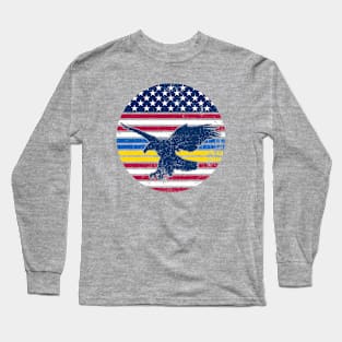 Ukraine and American Flag with Eagle Long Sleeve T-Shirt